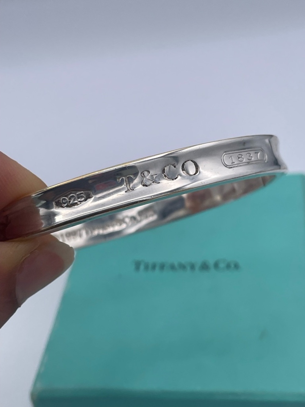 Tiffany & Co. 1837 Sterling Silver 925 Hinged Bangle Bracelet Vintage 1997 - Picture 2 of 12